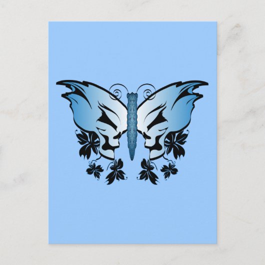 Butterfly Skull - Blue Briefkaart (Voorkant)