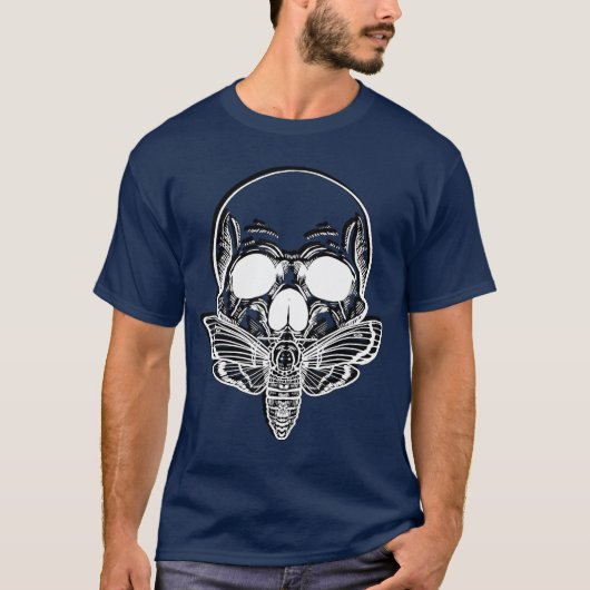 Butterfly Skull Moth Skeleton Gothic Punk Rock Hor T-shirt (Voorkant)