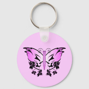 Butterfly Skull Pink Sleutelhanger
