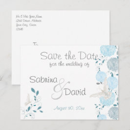 Butterfly Sky Blue Chrysanthemum Save the Date Aankondigingskaart