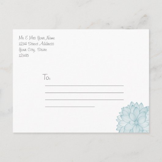 Butterfly Sky Blue Chrysanthemum Save the Date Aankondigingskaart (Achterkant)