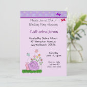 Butterfly & Snail Verjaardag uitnodiging (Staand voorkant)