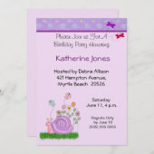 Butterfly & Snail Verjaardag uitnodiging (Voorkant / Achterkant)