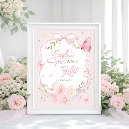 Butterfly Soft Pink Floral Cards and Gifts Poster