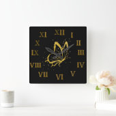 Butterfly sparkle design romeinse numerieke wandkl vierkante klok (Huis)