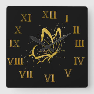 Butterfly sparkle design romeinse numerieke wandkl vierkante klok