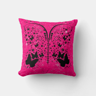 Butterfly Sparkles BRIGHT PINK Pillow Kussen