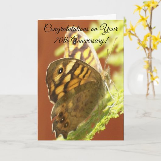 Butterfly Specialized 70th Wedding Jubileum Kaart (Gele Bloem)