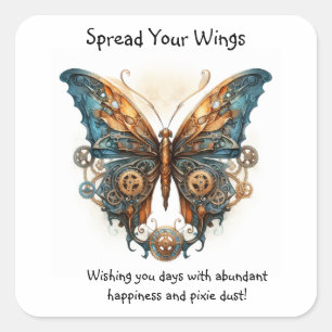Butterfly Spreid je vleugels veel succes Vierkante Sticker