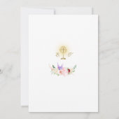 Butterfly Spring Blush Bloemen Goud Heilige Commun Kaart (Achterkant)