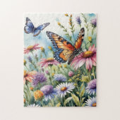 Butterfly Spring Meadow Wildflowers Watercolor Legpuzzel (Verticaal)