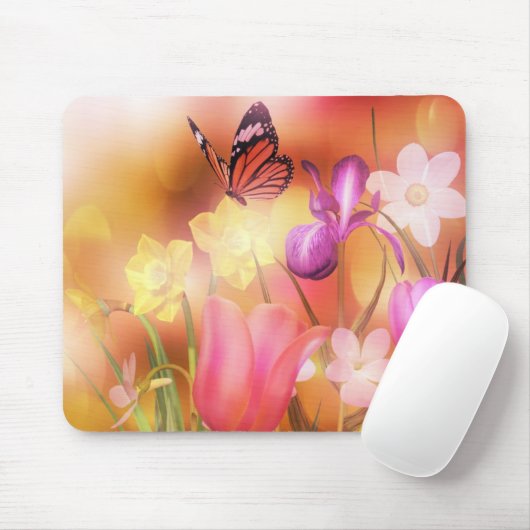 Butterfly Spring sun dans mousepad Muismat (Met muis)