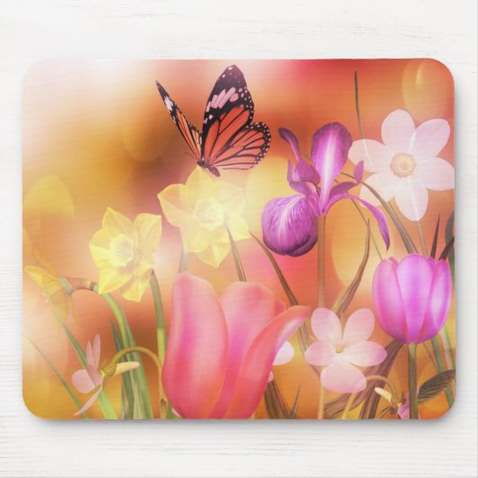 Butterfly Spring sun dans mousepad Muismat (Voorkant)