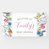 Butterfly Spring Wildflower Baby shower Spandoek (Horizontaal)