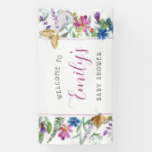 Butterfly Spring Wildflower Baby shower Spandoek (Verticaal)