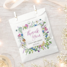 Butterfly Spring Wildflower Baby shower Teken Bedankzakje