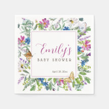 Butterfly Spring Wildflower Baby shower Teken