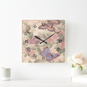 Butterfly Square Roman Numeras Clock Vierkante Klok (Huis)