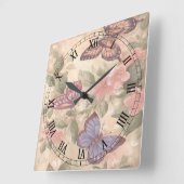 Butterfly Square Roman Numeras Clock Vierkante Klok (Hoek)