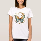 Butterfly Stars Celestial Zwart Goud Blauwgroen Bo T-shirt (Voorkant)