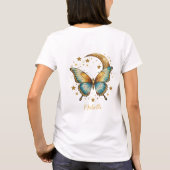 Butterfly Stars Celestial Zwart Goud Blauwgroen Bo T-shirt (Achterkant)