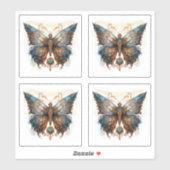 Butterfly Steampunk Blue Metal Gear vlinders Sticker (Vel)