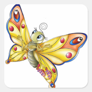 Butterfly-sticker/Cute Cartoon-Butterfly Vierkante Sticker