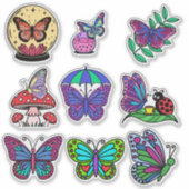 Butterfly Sticker Pack voor kinderen - Kleurrijk,  (Voorkant)