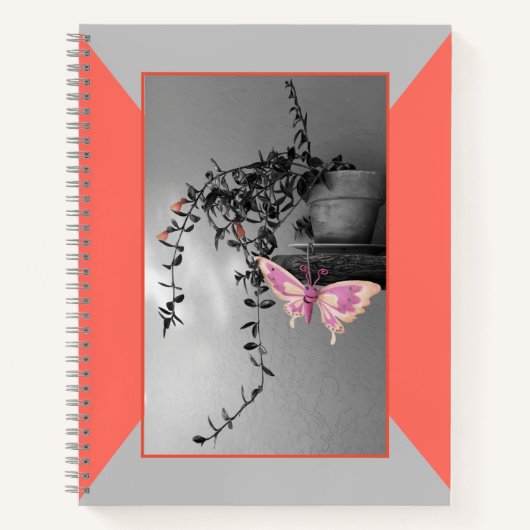 Butterfly still Life Pink Peach Monochrome foto Notitieboek (Voorkant)
