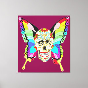 Butterfly Sugar Skull Canvas Afdruk