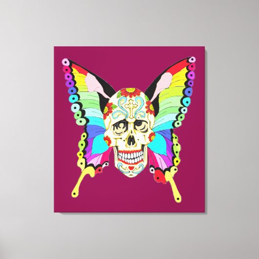 Butterfly Sugar Skull Canvas Afdruk (Voorkant)