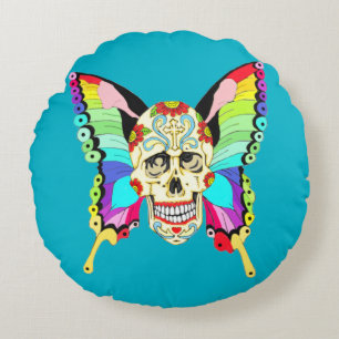 Butterfly Sugar Skull Rond Kussen