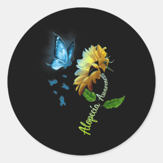 Butterfly Sunflower Alopecia Awareness 1 Ronde Sticker