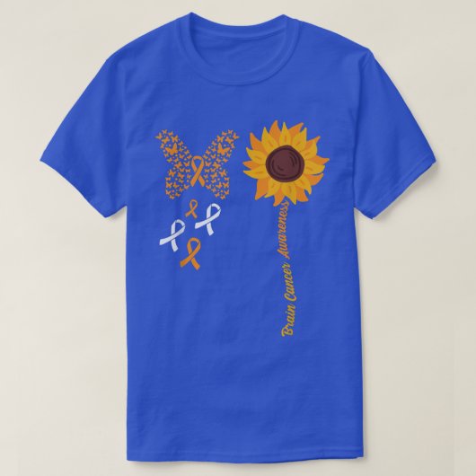 Butterfly Sunflower Brain Cancer Awareness Chemo W T-shirt (Design voorkant)