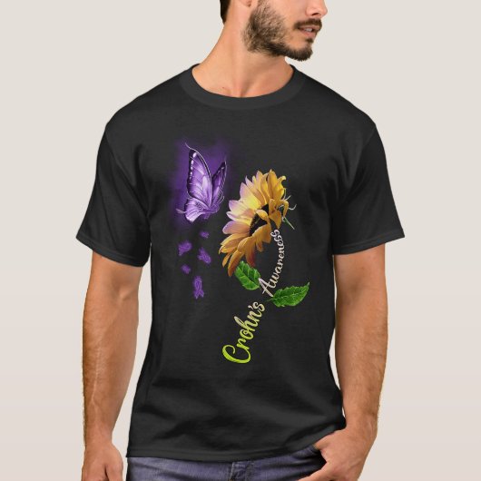 Butterfly Sunflower Crohn's Awareness T-shirt (Voorkant)