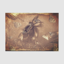 Butterfly  Sunflower Dark Sepia Negatief
