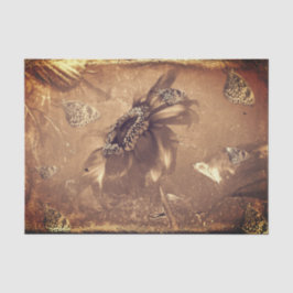 Butterfly  Sunflower Dark Sepia Negatief Tissuepapier