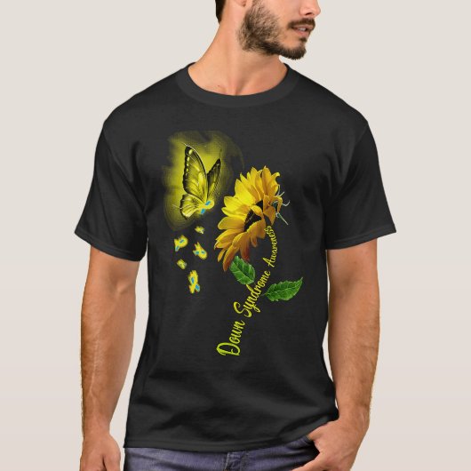 Butterfly Sunflower Down Syndrome Awareness T-shirt (Voorkant)