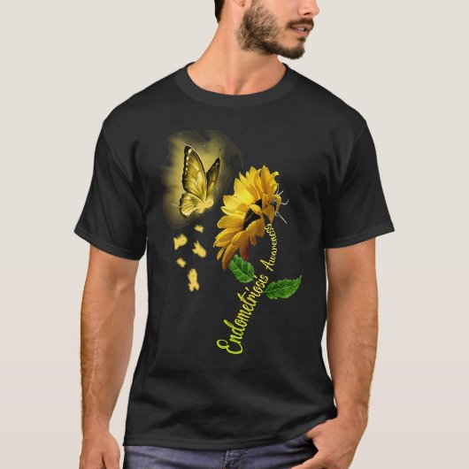 Butterfly Sunflower Endometriosis Awareness T-shirt (Voorkant)