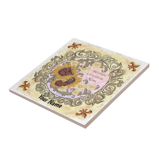 Butterfly Sunflower mama Tegeltje (Zijkant)