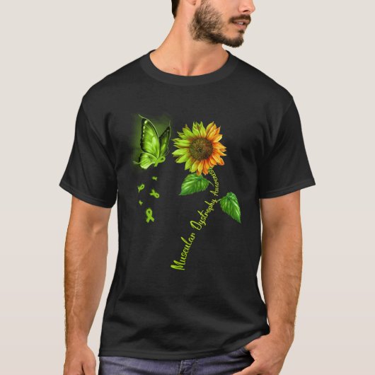 Butterfly Sunflower Muscular Dystrophy Awareness T-shirt (Voorkant)