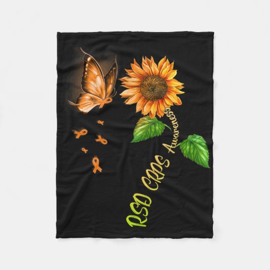 Butterfly Sunflower RSD CRPS Bewustzijn Fleece Deken (Voorkant)
