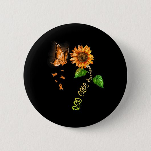 Butterfly Sunflower RSD CRPS Bewustzijn Ronde Button 5,7 Cm (Voorkant)