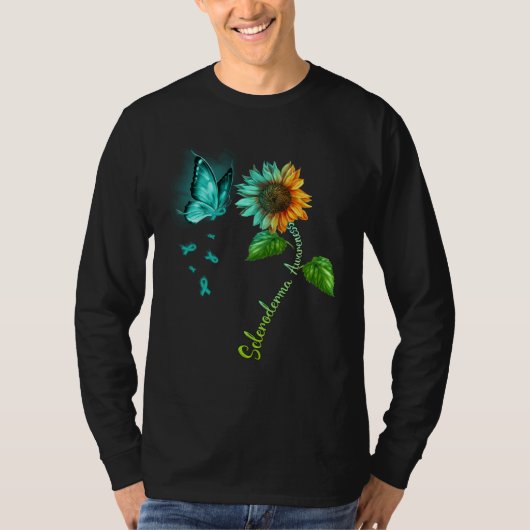 Butterfly Sunflower Scleroderma Awareness T-shirt (Voorkant)