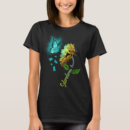 Butterfly Sunflower Scleroderma Awareness T-shirt (Voorkant)