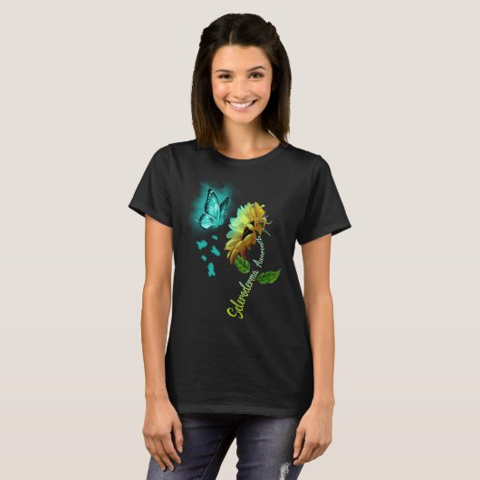 Butterfly Sunflower Scleroderma Awareness T-shirt (Voorkant volledig)