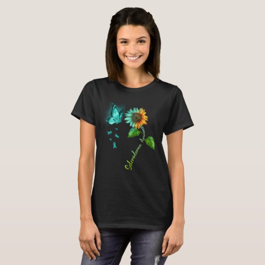 Butterfly Sunflower Scleroderma Awareness T-shirt (Voorkant volledig)