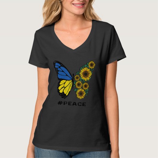 Butterfly Sunflower, # Vrede T-shirt (Voorkant)