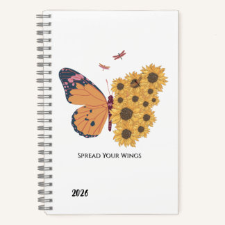 Butterfly & Sunflowers Spiral Notebook  Notitieboek