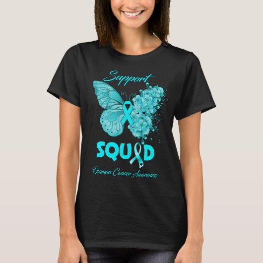 Butterfly Support Squad Ovarium Cancer Awareness T-shirt (Voorkant)